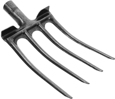 Tête de Fourche à Bêcher en Acier à Quatre Dents, Argenté