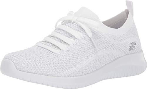 Skechers Saludos Ultra Flex, Zapatillas Mujer, Blanco y Plateado, 37.5 EU