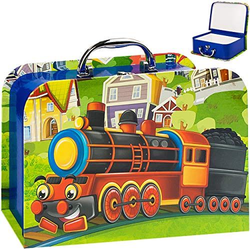 alles-meine.de GmbH Koffer/Kinderkoffer - GROß - Eisenbahn & Lokomotive - 27 cm - Pappkoffer - Puppenkoffer - Kinder - Pappe Karton - Zug Lok Bahn/Bahnfahrt Zugreise Dampflok..
