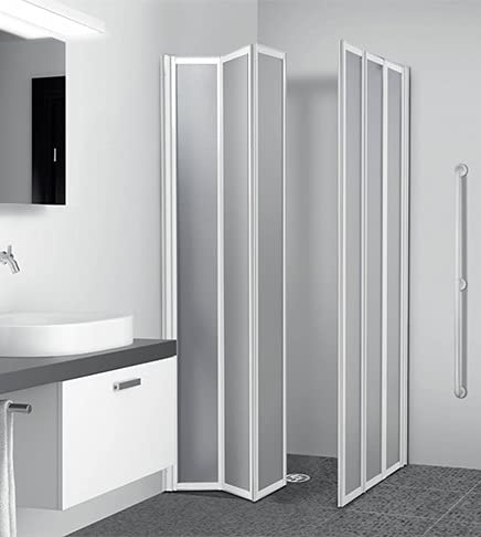 Arredobagno e Cucine Box Doccia cm.75x75, 3+3 Pannelli Pieghevoli, lastre Acrilico per disabili