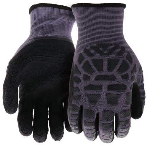 BOSS Men's Tactile Grip Micro Armor Foam Latex Dipped Work Glove, Nylon Shell, Water Resistant, Abrasion Resistant, Black/Gray, X-Large (B32051-XL)