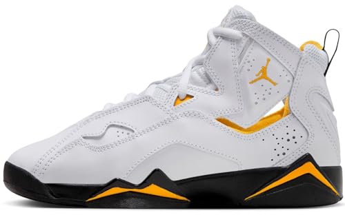 Jordan Big Kid's True Flight White/Black-Yellow Ocker (343795 107), Weiß/Schwarz-Gelb Ocker, 7 US Big Kid