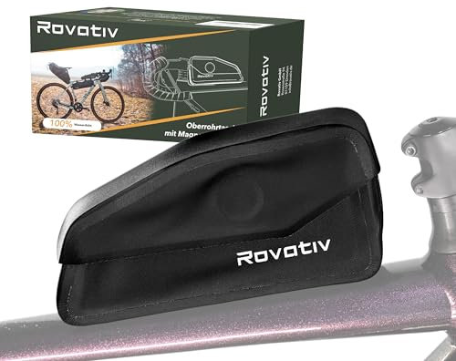 Rovativ® Bikepacking Oberrohrtasche [1 Liter] 100% Wasserdicht - Schraubbar mit magnetischem Deckel und Kabelauslass für Gravelbike Rennrad und MTB