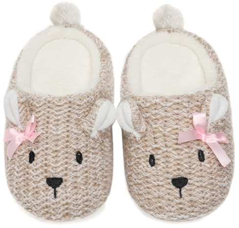 Vunavueya Pantofole Inverno Donna Invernali Caldo Pantofola Peluche Uomo Scarpe Ciabatte di Cotone a Casa Pantofole Aperte Bear Beige 40/41 EU_280