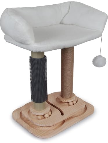 PALNEXT rascador Gato, rascador para Gatos, árbol para Gatos, Cama Gato, con Juguete Colgante y Cama, con Poste sisal, Base Antideslizante de Madera, Multifuncional Juego, Descanso y Cuidado