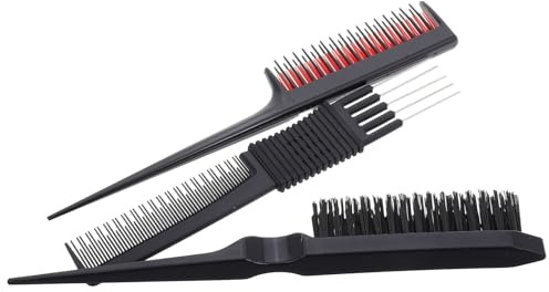 minkissy Set di Pettini in Plastica e Nailon per Parrucchieri, Pettine per Separare e Styling Chioma, Adatto per Saloni e Matrimoni, 3 Pezzi un Look Ordinato