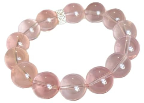 Armband med pärlor i natursten i rosenkvarts, stretchkristallarmband | Handgjorda kristallarmband för kvinnor, runda ädelstenar pärlor smycken födelsedagspresenter