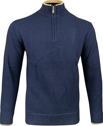 JACK PYKE Ashcombe 100% Lambswool Long Sleeve Zip Knit Jumper Pullover Navy Blue Large
