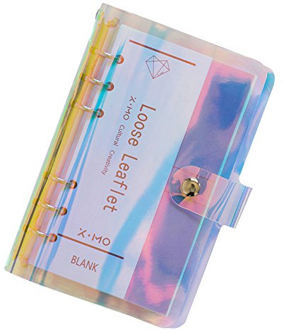 A6 / A5 6-håls färgglatt PVC-omslag, rund ringmapp med snäppfäste, löst bladmapp, anteckningsbok, påfyllningspaket, DIY, scrapbooking, skydd för pärmskydd (Laser, A6 mini set)