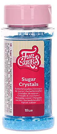 FunCakes Sugar Crystals Bleu: Sprinkles de gâteau, bon goût, parfait pour la décoration de gâteaux, cristaux de sucre colorés. 80 g.