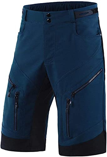 FASCINATDECO Pantalones Cortos de MTB, Pantalones Cortos de Ciclismo para Hombre Pantalones Cortos de Bicicleta de Montaña Transpirable Sueltos para Deporte al Aire Libre y Ciclismo (Azul Oscuro,XL)