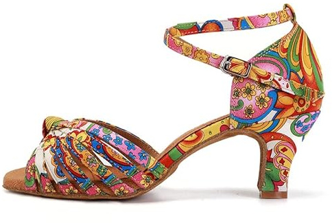 AOQUNFS Zapatos de Baile Latino Mujer&Niña Salsa Tango Bachata Zapatos Baile de Salon,Colorido-6cm-tacón L354,EU42