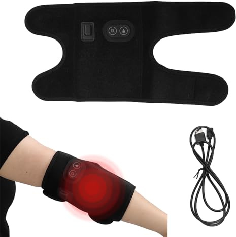 Coudière chauffante, Coudière chauffante Soulagement de la douleur Soulagement de la fatigue Réglable Compression chaude Thérapie Massage par vibrations Masseur de coude Chauffant Genouillère Envelopp