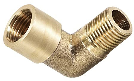 DTGN 1/8 PT x 1/8 PT (Macho x Hembra) 90 Grados Codo Tubo Montaje - Bueno para Agua Tubería Sistema - Latón Tubo Accesorios - Dorado Tono