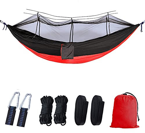 Hamac de Voyage, 300 kg Capacité de Charge, Hamac avec Moustiquaire, Hamac Suspendus pour Camping Jardin l'extérieurDouble hamac de Camping, Hamac d'extérieur de Camping