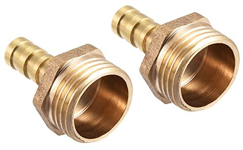 QUARKZMAN 8mm Raccord cannelé à G1/2 Filet Mâle Tuyau x 2PCS Droit Laiton Raccord cannelé Tuyau pour Air Eau Carburant Pneumatique Tuyau, Or