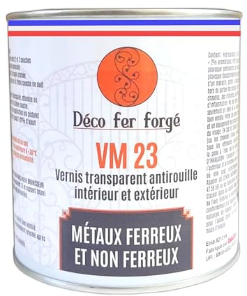 DECO FER FORGE- Vernis Peinture Antirouille - Brillant Protection Permanente Incolore Anti Corrosion Lot Metal Acier-Transparent Efficace Rapide Facile Made in France -Grande Quantité 70 CL de liquide