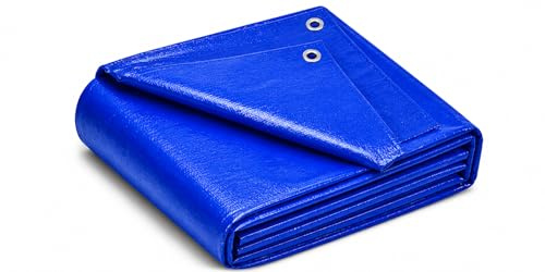 Blue Heavy Duty Tarpaulin Waterproof Cover Tarp Ground Camping Sheet Tent (5x5m)