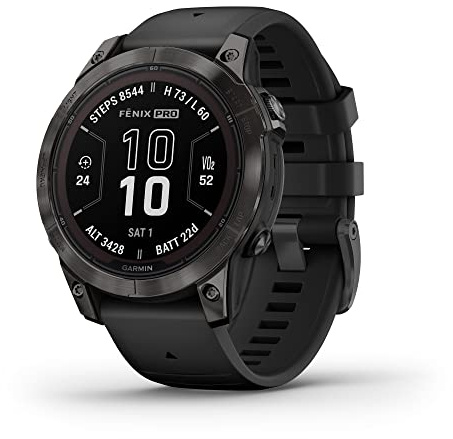 Garmin fēnix 7 Pro Sapphire Solar, Multisport GPS Smartwatch, Built-in Flashlight, Solar Charging Capability, Black, 47 mm (Renewed)