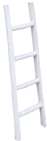 Biscottini Escalier porte-serviettes de bain 100 x 7 x 28 cm - Escalier décoratif en bois - Escalier porte-serviettes - Porte-serviettes mural en métal, Bambu