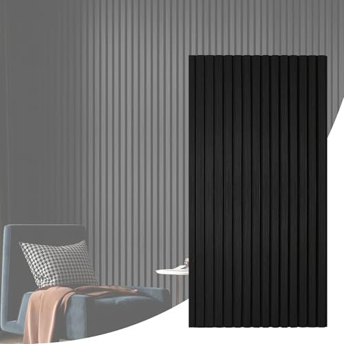 Akustikpaneele aus Holz für Wand und Decke. Dekorative Holz Wandpaneele für Wandverkleidung, ideal für akustische Dämmung. Akkustikwandpanel. Holzpaneele wand (Schwarz, 1200x600mm)