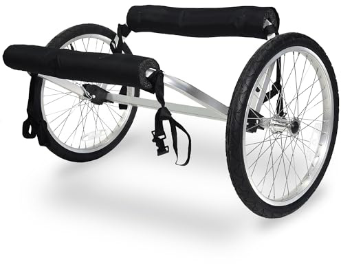 Wike Heavy Duty Aluminum Boat Cart for Canoes, Kayaks and Small Watercrafts - accommodates boats up to 48in. Long/100lbs towing weight/150lbs portage weight, includes padded supports, frame and wheels