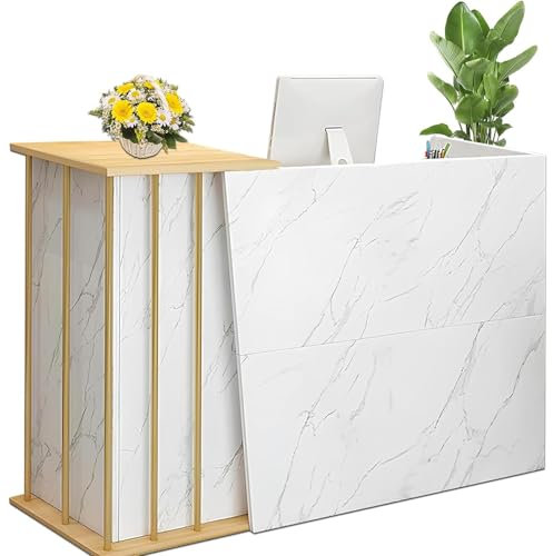 LRYFAEOO Empfangstheke,Rezeption Schreibtisch Theke Schreibtisch Einfach moderner Supermarkt Convenience Salon Bekleidungsgeschäft Kassierer Rezeption für die Lobby (Marmorierte Farbe, 100cm)