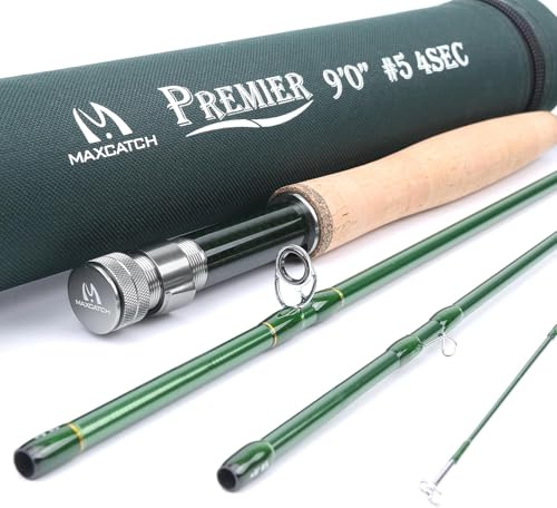 Maxcatch 3-12wt Medium-Fast Action Premier Fly Fishing Rod-IM8 Carbon Blank,with AA Cork Grip Hard Chromed Guides