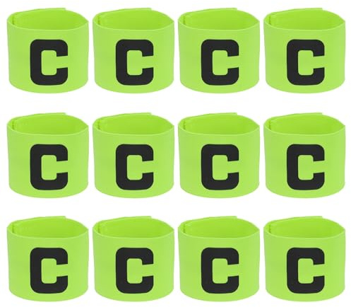 PATIKIL Fascia Capitano Calcio, 12Pz Fascia Braccio Capitano Calcio Fascia Braccio C Elastica Capitano Sportivo Fascia Capitano per Gioventù Squadra Calcio Allenamento Verde Fluorescente