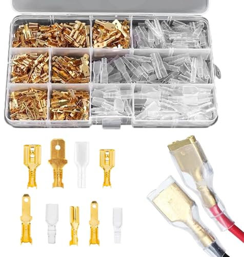 315 Stück Kabelschuhe Set, Flachsteckhülsen Set, Kabelschuhe Flachstecker, Kabelverbinder Kabelsteckschuhe, 2,8 mm 4,8 mm 6,3 mm, für Car Audio Lautsprecher