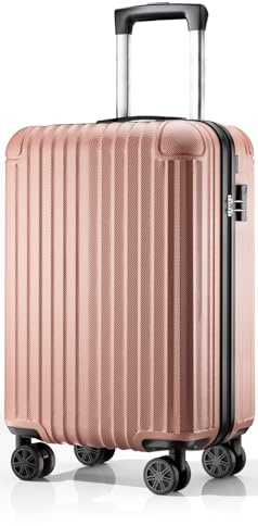 ABISTAB Voyager Handgepäck Koffer 55x35x23cm, Hartschalen Koffer & Trolleys klein, leicht Reisekoffer mit 4 Rollen, Zahlenschloss, Rosenrosa
