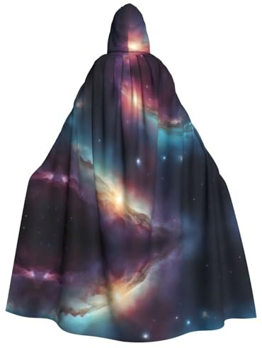 YYHHAOFA Cape à capuche pour adulte avec impression d'art spatial galaxie pour décoration de fête, cosplay, déguisement, scène, bal masqué