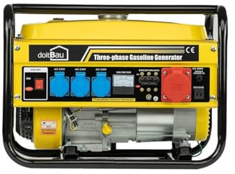 Stromgenerator mit Benzin | Stromerzeuger 3000W BS3500 & YFG3500 | Notstromaggregat mit AVR & Überlastschutz | 4-Takt 6,5–7 PS | Seilzugstarter | 1x 380V / 3x 230V / 1x 12V Steckdosen (Gelb, YFG3500)