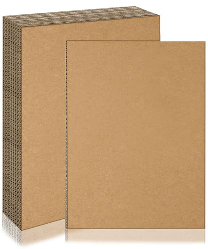 pangutheos 12 Piezas A3 Carton Corrugado, 2 mm Papel Ondulado | Hojas de Carton Corrugado Marrón, Cartón Rígido para Bricolaje, Pintura y Creación Artística