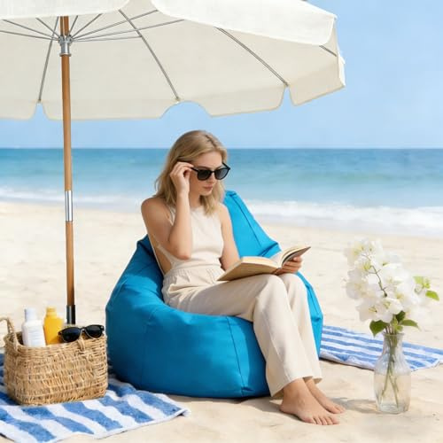 KBZSlyn Housse de Pouf imperméable (sans Remplissage), Housse de Pouf d'extérieur, Chaise Longue Oxford, Pouf au Bord de la Piscine, canapé for Adultes, extérieur et intérieur(Lake Blue)