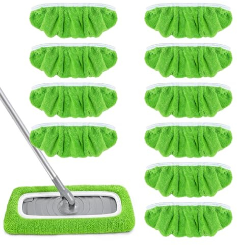 10 Pièces Cuffietta Microfibra per Swiffer, Straccio Lavapavimenti Ricambio per Uso Umido e Secco, Panni Cuscinetti Mocio Ricarica Riutilizzabili Microfibra, Panno Microfibra Viso Lavabili