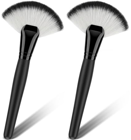 Matwsec 2 pennelli a ventaglio per maschera, 20 cm, pennelli cosmetici, per donne e ragazze