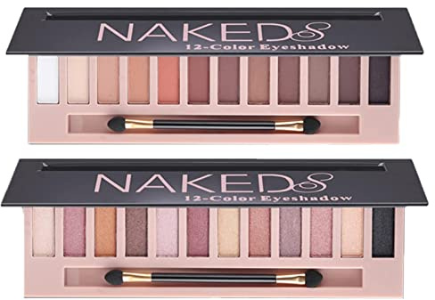BestLand 2 Pack 12 Colors Makeup Nude Colors Eyeshadow Palette Natural Nude Matte Shimmer Glitter Pigment Eye Shadow Pallete Set Waterproof Smokey Professional Beauty Makeup Kit (2 PCS)