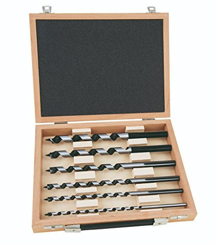 ALPEN Schlangenbohrer Satz Form Lewis ø 6, 8, 10, 12, 14, 16 (Holzbohrer zum Bohren von Kanthölzern / Pfosten, Bohrer-Set in Holzkassette) 21600006100
