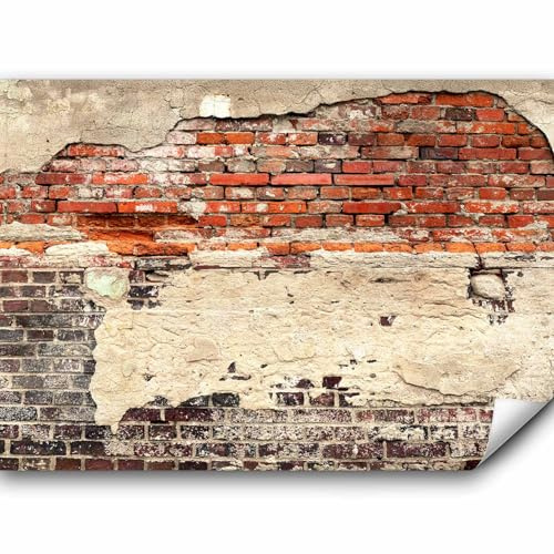 murando Fototapete selbstklebend 392x280cm Foto Tapete Tapetenfolie Möbelfolie Wandverkleidung Wandtapete Motivtapeten Bildtapete Wohnzimmer Schlafzimmer 3d Effekt Ziegel Ziegelstein f-A-0503-a-b