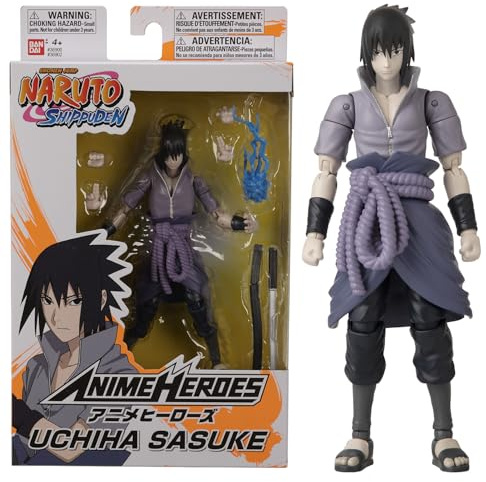 Bandai - Anime Heroes - Figurine Sasuke Uchiwa - Naruto Shippuden - Figurine d'action Anime Heroes 17 cm - Licence Officielle Manga Naruto - Figurine Sasuke articulée - Jouet Enfant 4 ans et + - 36902