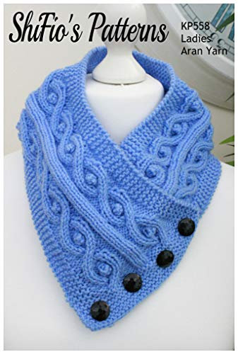 KP558 Aran Yarn Neck Warmer & Scarf Pattern - Ladies Cable Knitting Pattern
