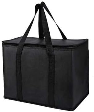 musbus 2-Pack, XL-Large Insulated Grocery Shopping Bags, Black, Reusable Bag,Thermal Zipper,Collapsible,Tote,Cooler,Food Transport hot and Cold,Camping