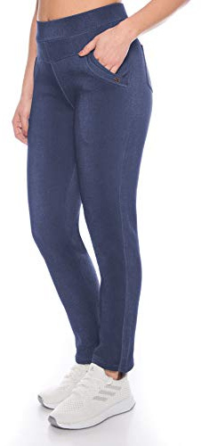 Kendindza - Leggings termici da donna foderati con aspetto in stile jeans e interno in pile di microfibra, base opaca, Blu, modello 2., XXL