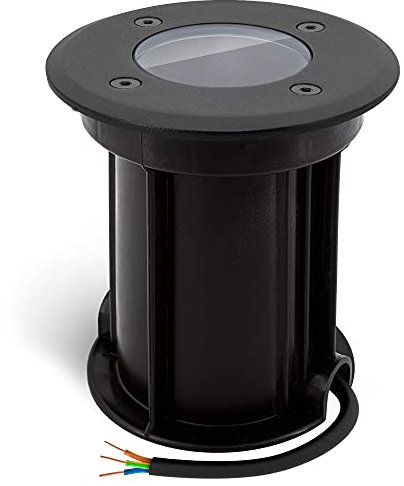 linovum BORU Bodenstrahler - schwarz - Außen IP67 Fassung für GU10 - wetterfest - Bodenleuchte IP67 matt schwarze Optik - Kabel vorinstalliert