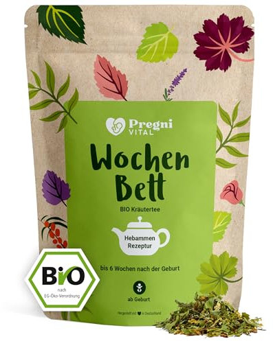 PregniVital® - Wochenbett Tee - 100% BIO Rückbildungstee - mit Frauenmantel, Schafgarbe und Hirtentäschelkraut nach traditionellem Hebammen-Wissen - für spezielle Bedürfnisse nach der Geburt