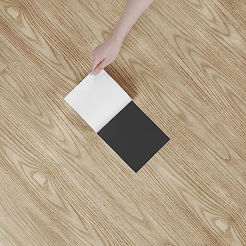 Yullpaper Selbstklebende Fliesen Boden 24 Stück PVC Bodenbelag Holzoptik Wasserdichte Klebefliesen Bad Boden Selbstklebend Bodenaufkleber Fliesen für Schlafzimmer Wohnzimmer Klick Vinylboden 90 X 15cm