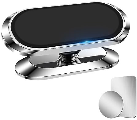 AXFEE Supporto Per Cellulare Da Auto, 360° di Rotazione Supporto Auto Smartphone, Porta Cellulare Auto Magnetico Universale, per l'uso su Cruscotti, Adatto a Tutti Smartphone - Argento