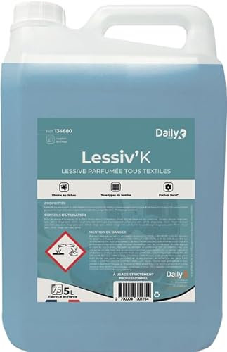 DAILY K - LESSIV'K - Lessive liquide tous textiles - Parfum floral - Fabriquée en France - Bidon 5 Litres