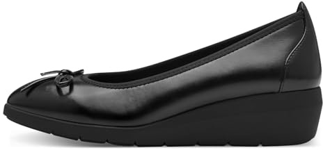 Jana Ballerines Femme à Talon compensé Vegan, Black, 39 EU